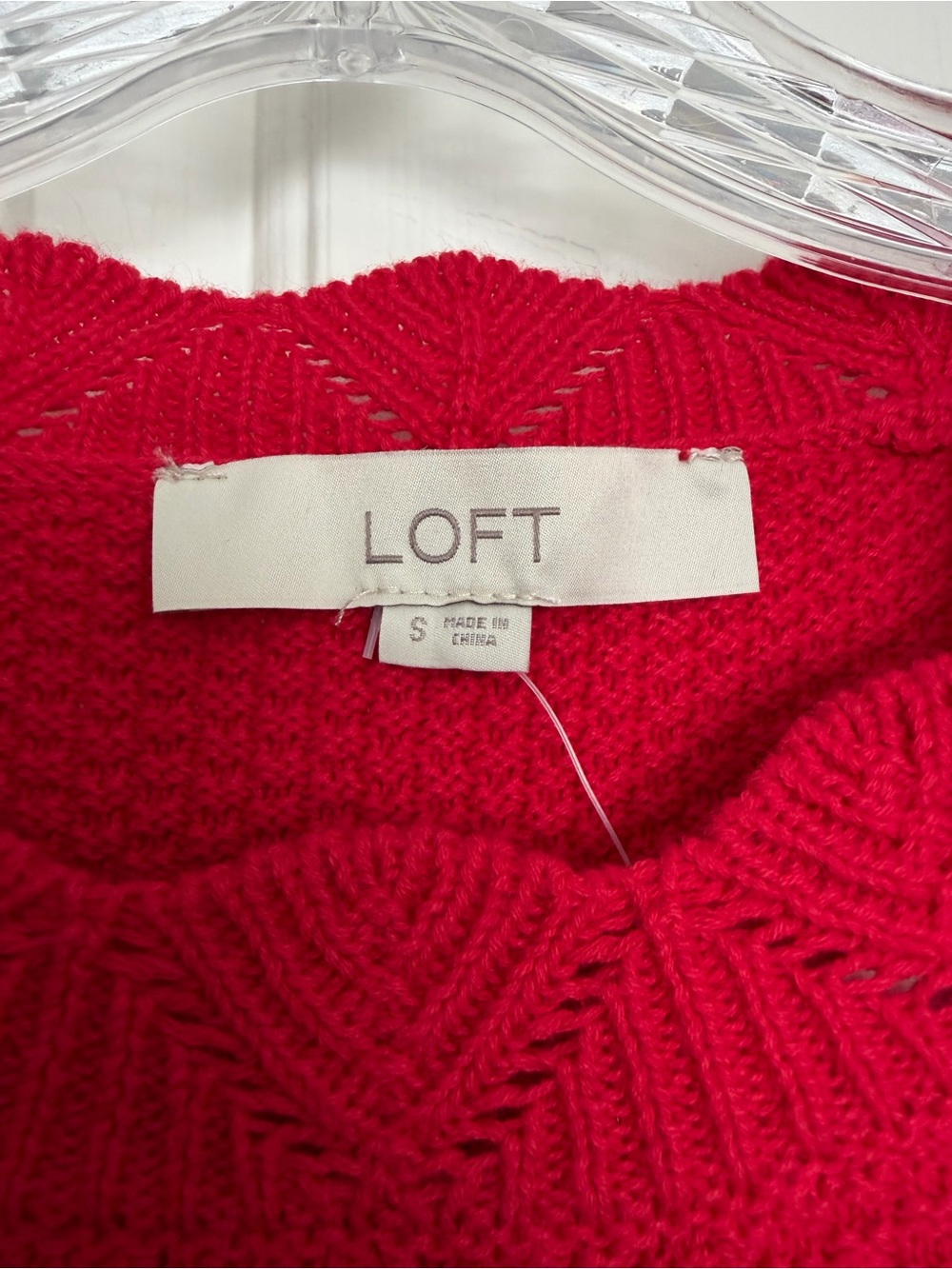 NWT LOFT Women’s Small Red Textured Crewneck Sweater - Picture 3 of 4